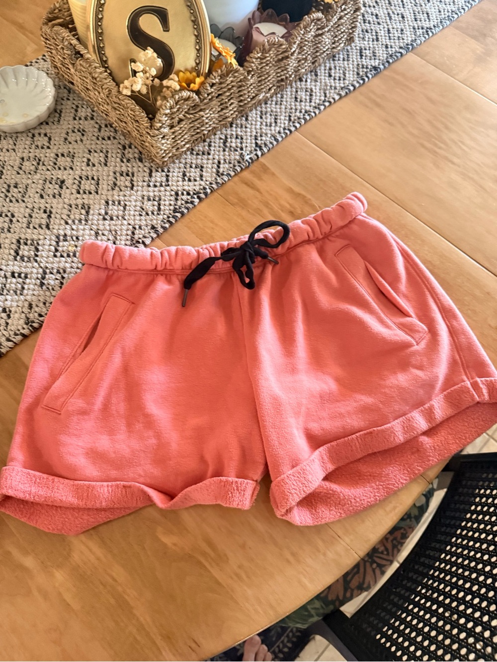PINK Victoria's Secret Coral Terry Drawstring Shorts